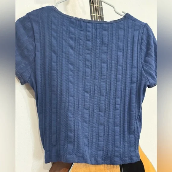 Madewell Navy Ribbed crop top - Picture 3 of 3